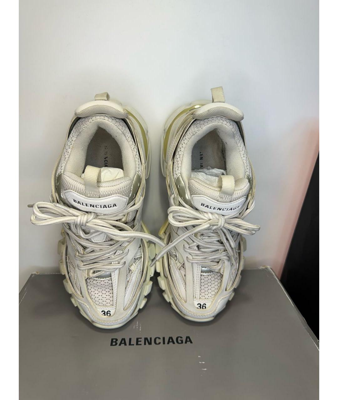 BALENCIAGA Белые кожаные кроссовки, фото 3