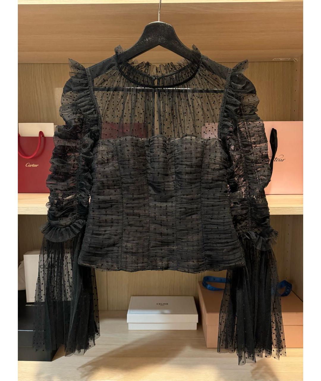 SELF-PORTRAIT Черная полиэстеровая блузы, фото 2