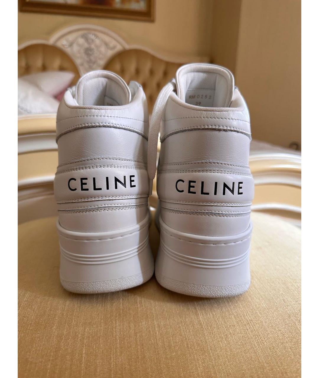 CELINE Белые кожаные кроссовки, фото 4