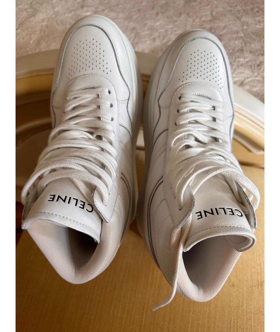 CELINE Белые кожаные кроссовки, фото 3