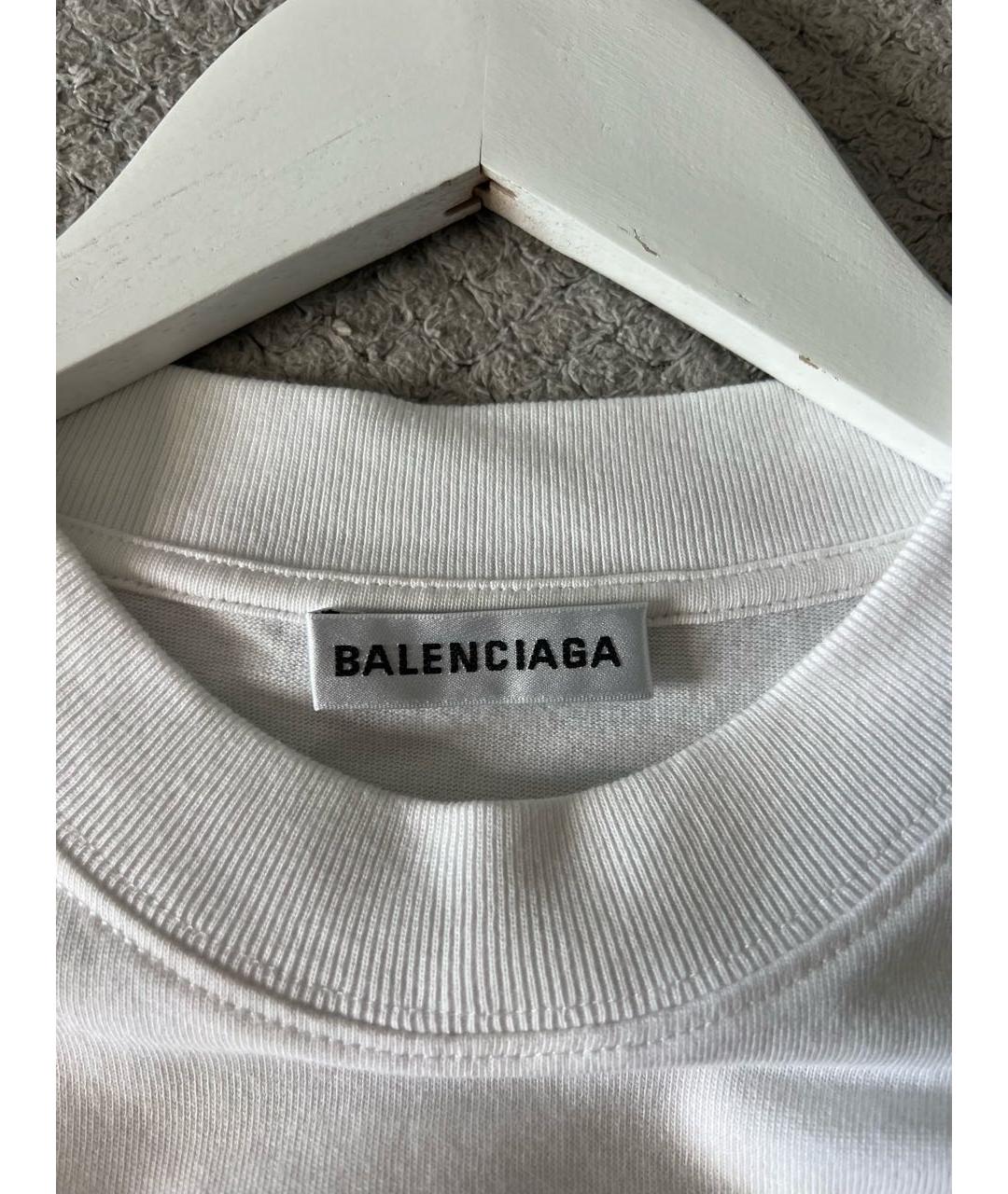 BALENCIAGA Белая хлопковая футболка, фото 5