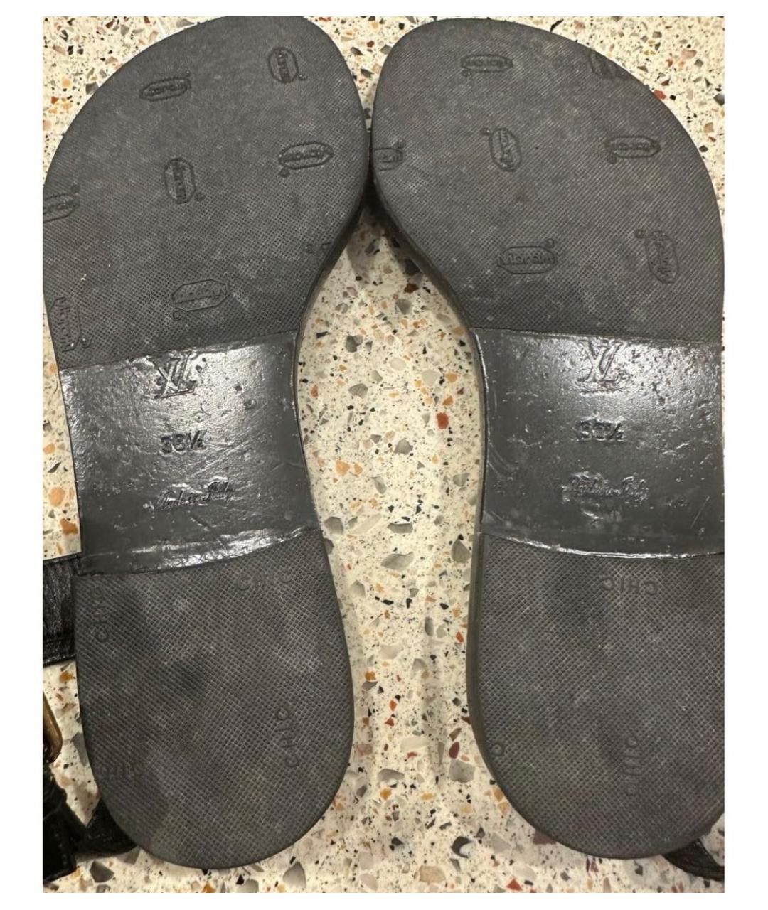 LOUIS VUITTON Черные кожаные сандалии, фото 4