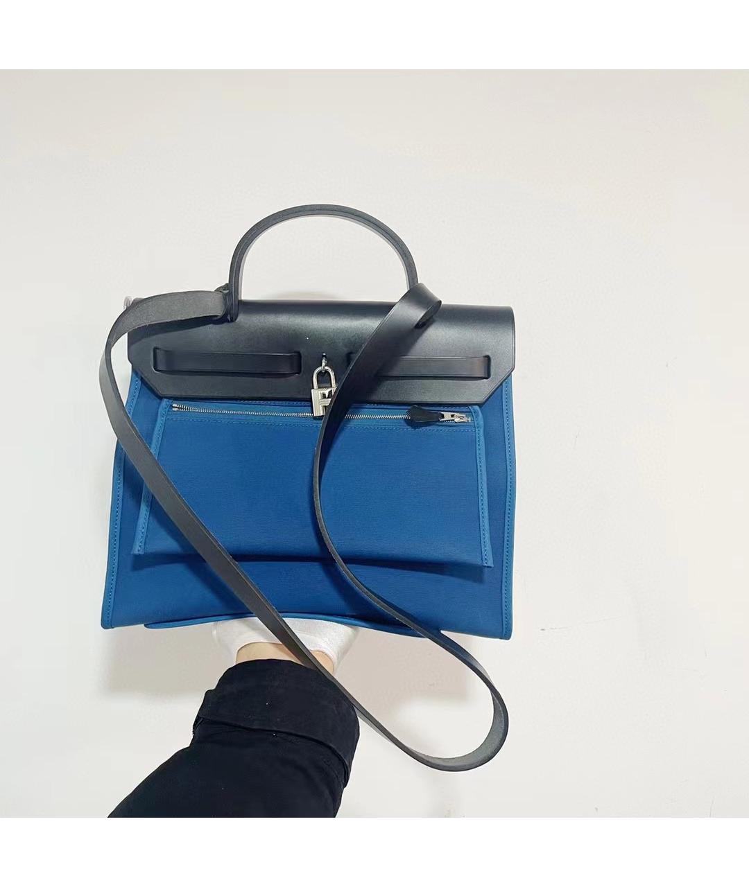 HERMES Голубая сумка с короткими ручками, фото 8