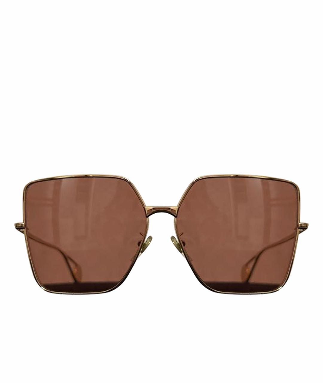 GUCCI Золотые металлические солнцезащитные очки, фото 1