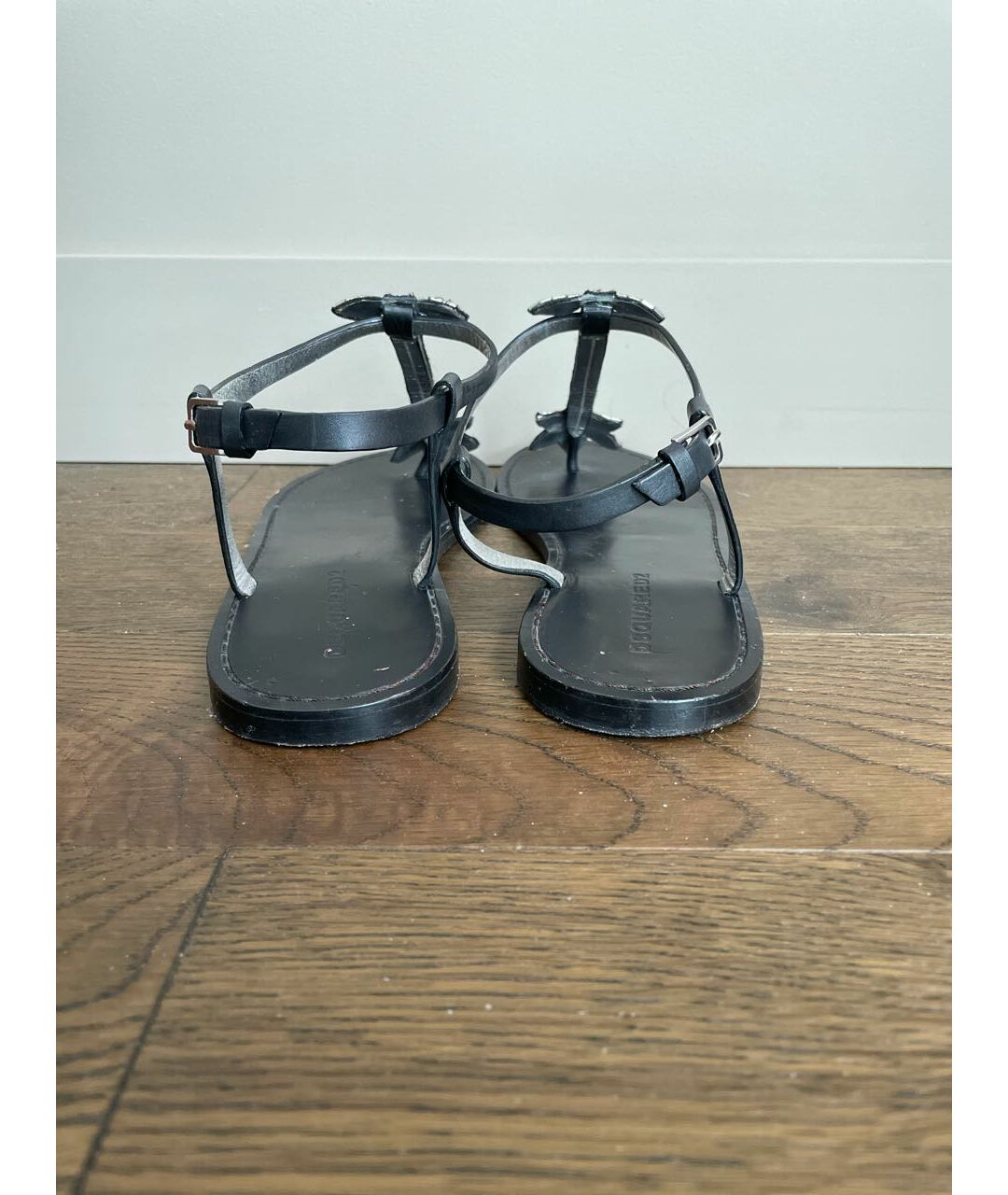 DSQUARED2 Черные кожаные сандалии, фото 4