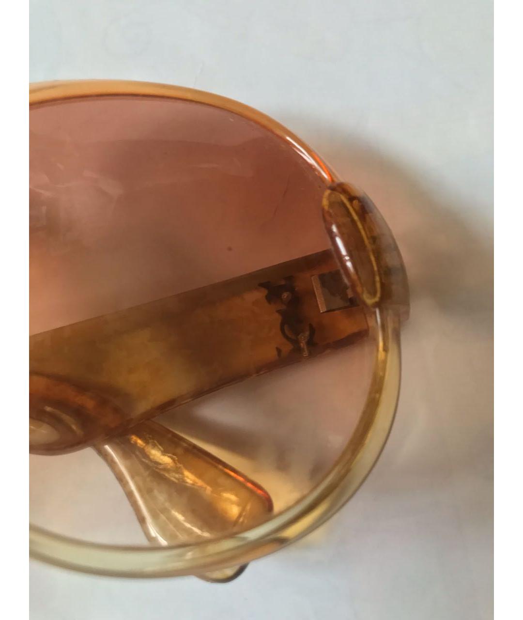 SAINT LAURENT Оранжевое пластиковые солнцезащитные очки, фото 6