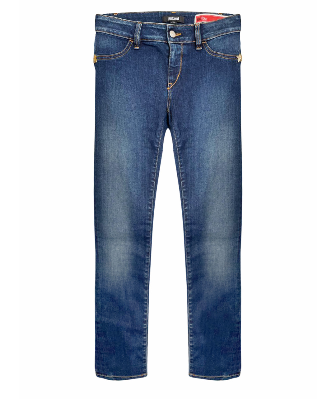 JUST CAVALLI Темно-синие хлопко-эластановые джинсы слим, фото 1