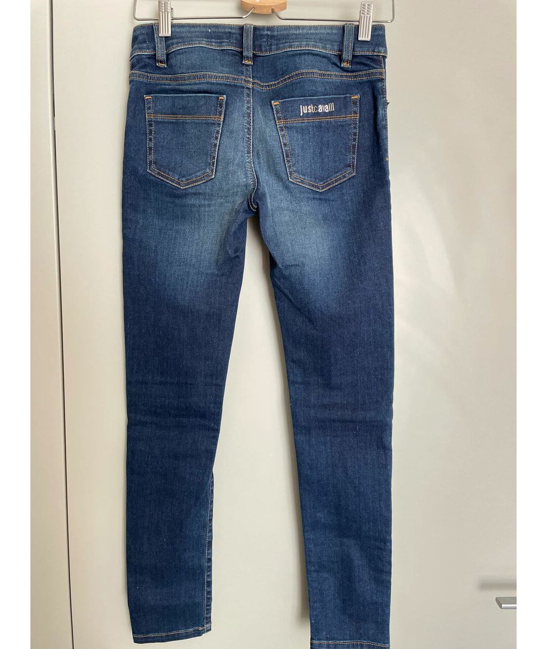 JUST CAVALLI Темно-синие хлопко-эластановые джинсы слим, фото 2