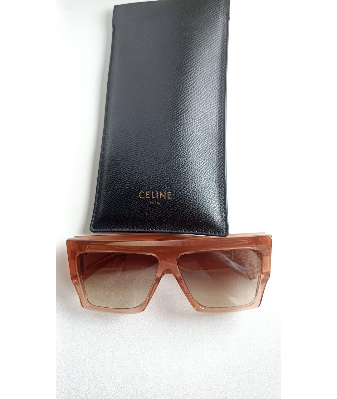 CELINE Коричневые пластиковые солнцезащитные очки, фото 10