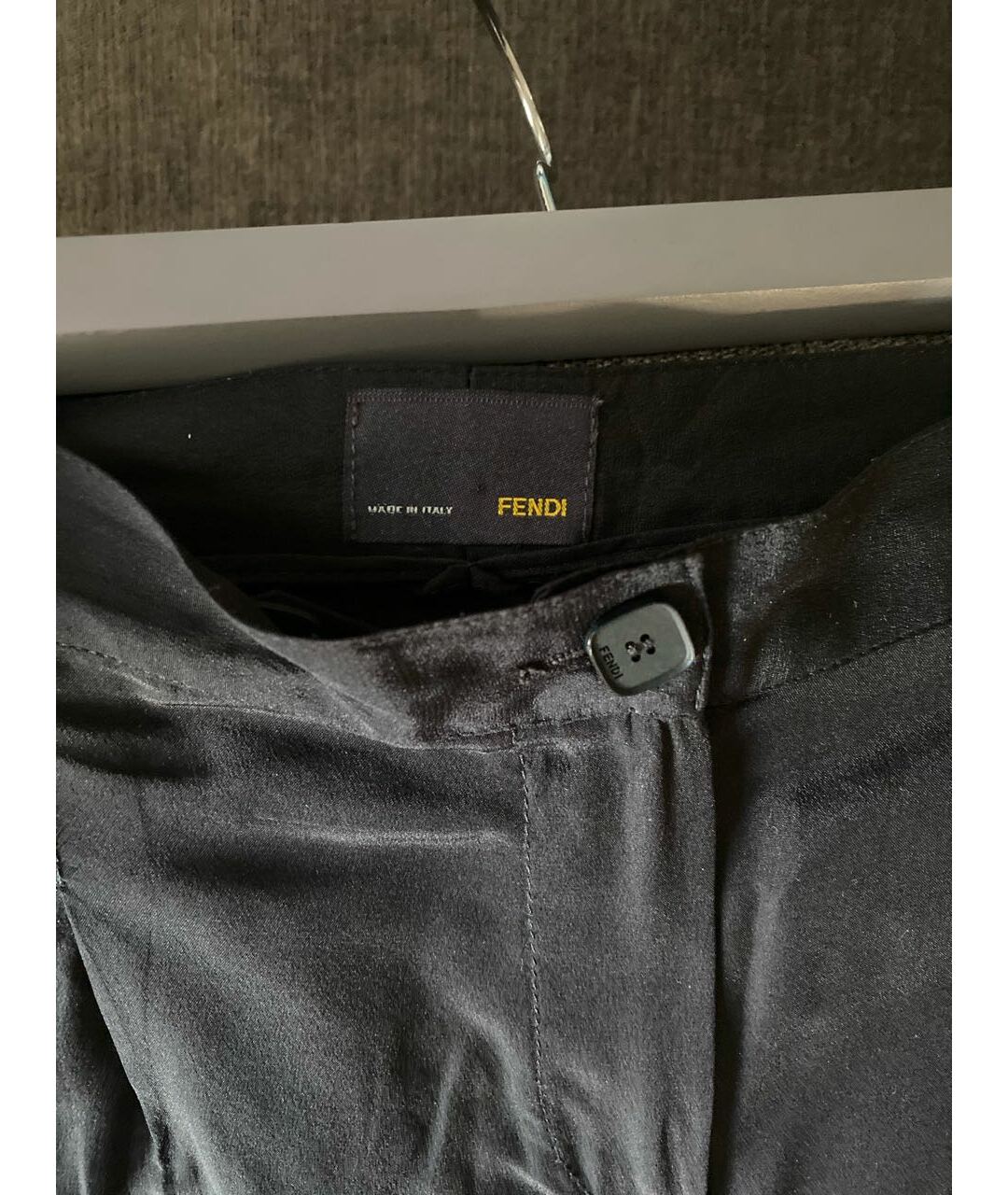 FENDI Черные шелковые брюки широкие, фото 4