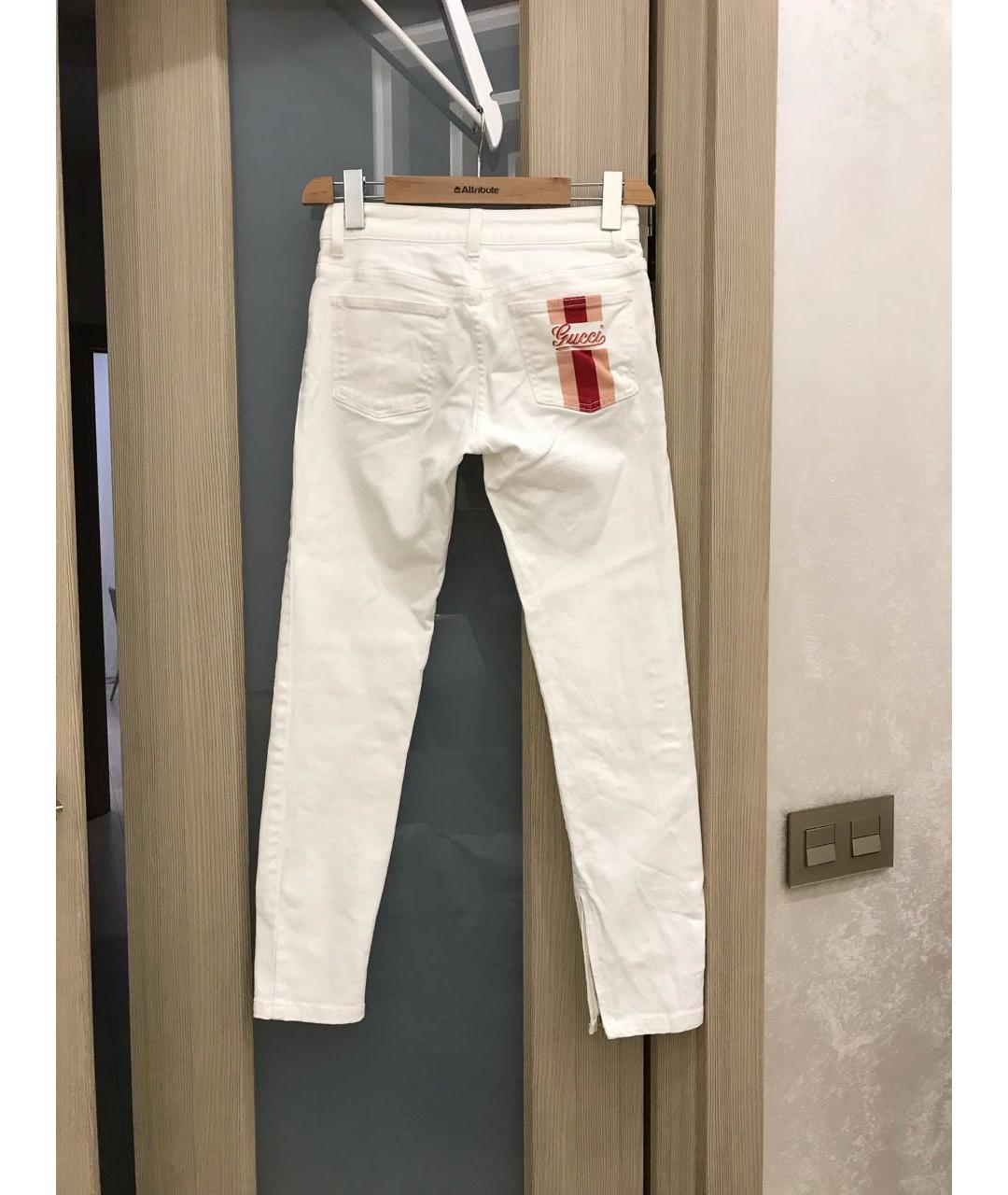 GUCCI Белые хлопко-эластановые джинсы слим, фото 2