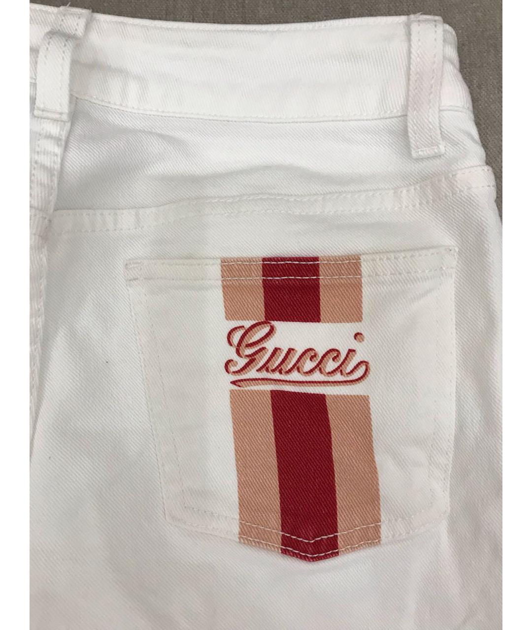 GUCCI Белые хлопко-эластановые джинсы слим, фото 4