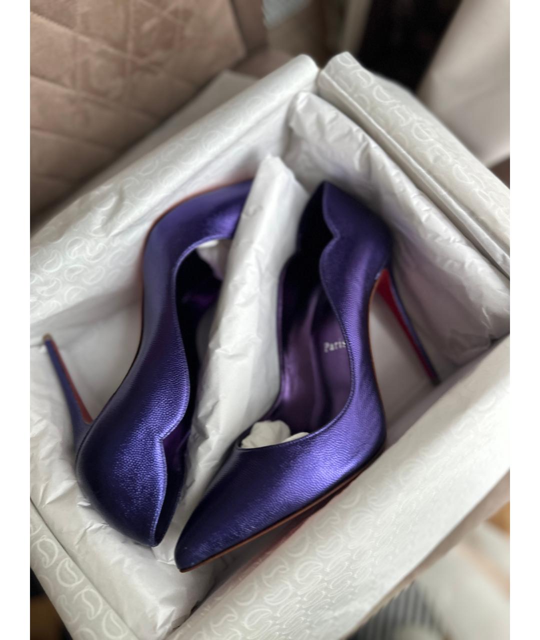 CHRISTIAN LOUBOUTIN Фиолетовые кожаные туфли, фото 2
