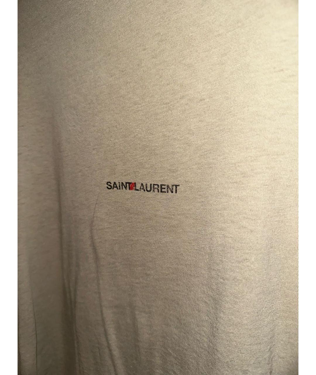 SAINT LAURENT Хаки хлопковая футболка, фото 4