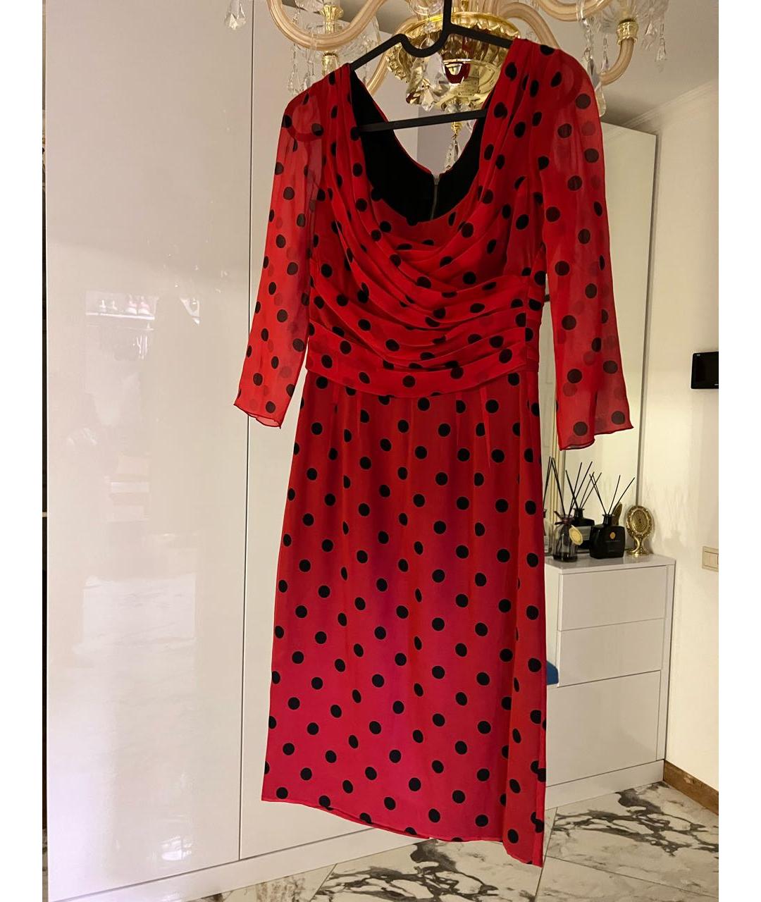 DOLCE&GABBANA Красное шифоновое повседневное платье, фото 5