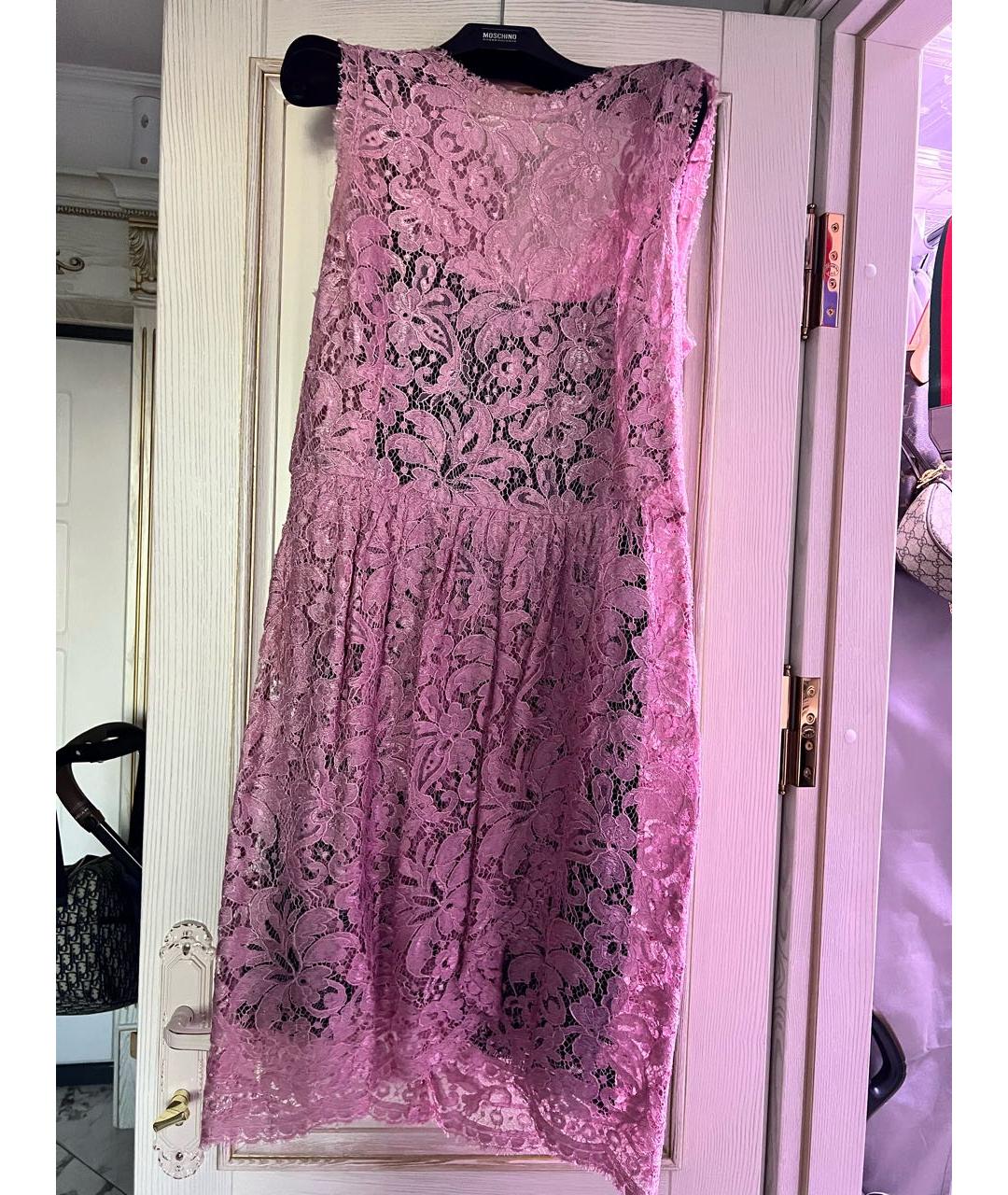 DOLCE&GABBANA Розовое шелковое коктейльное платье, фото 6