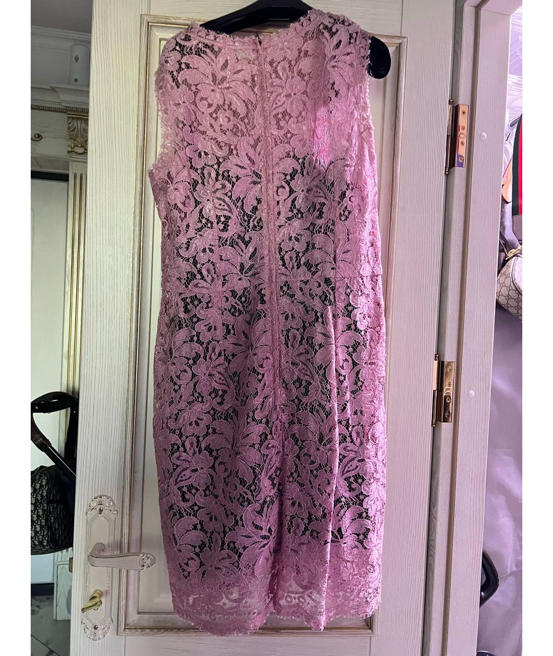 DOLCE&GABBANA Розовое шелковое коктейльное платье, фото 2
