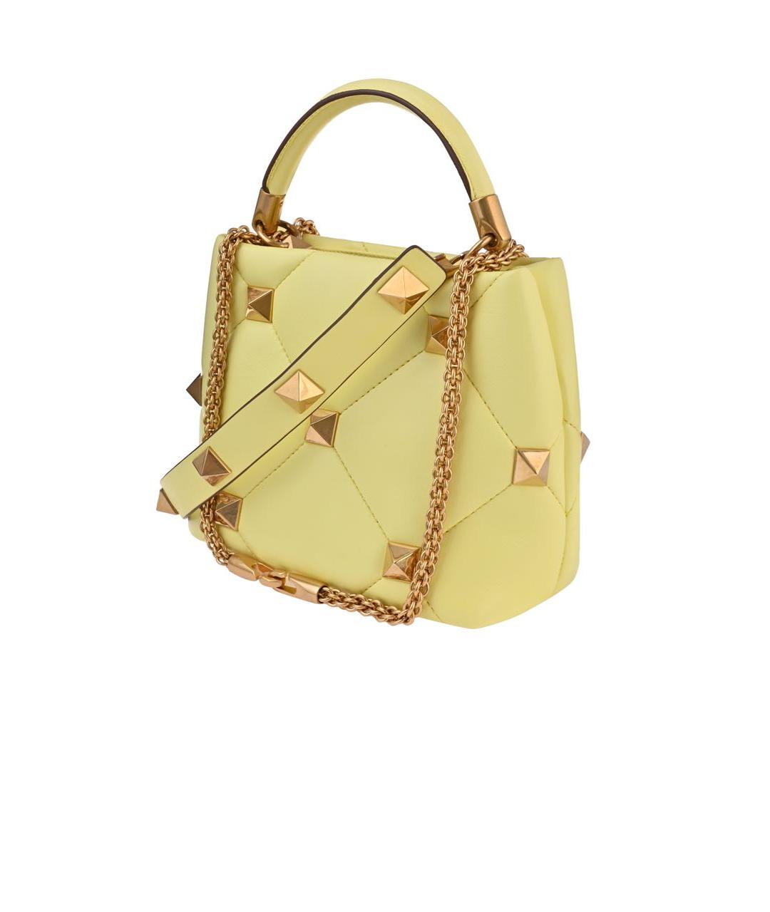 VALENTINO Желтая кожаная сумка через плечо, фото 2