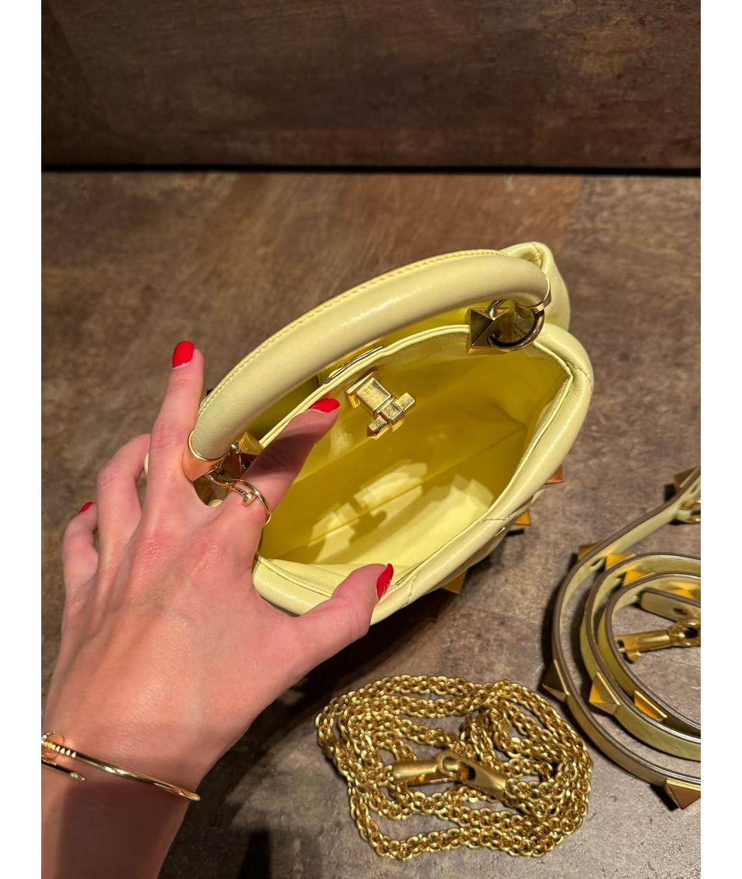 VALENTINO Желтая кожаная сумка через плечо, фото 7