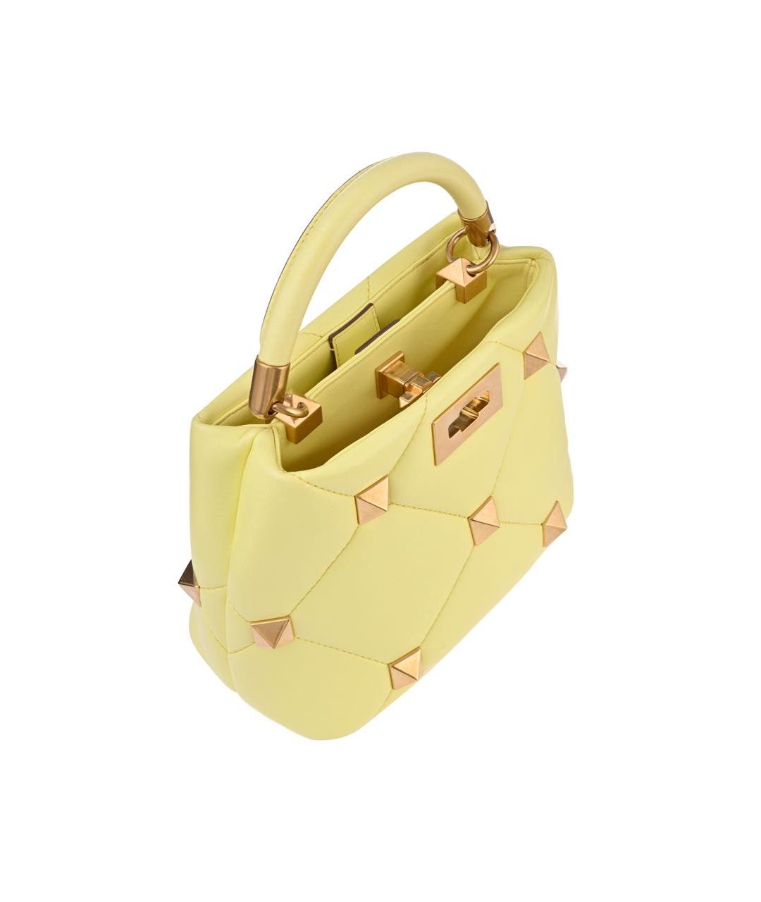 VALENTINO Желтая кожаная сумка через плечо, фото 3