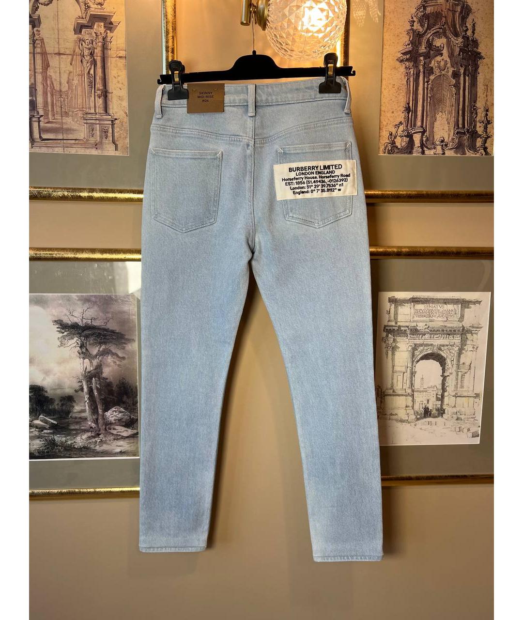 BURBERRY Голубые хлопковые прямые джинсы, фото 2