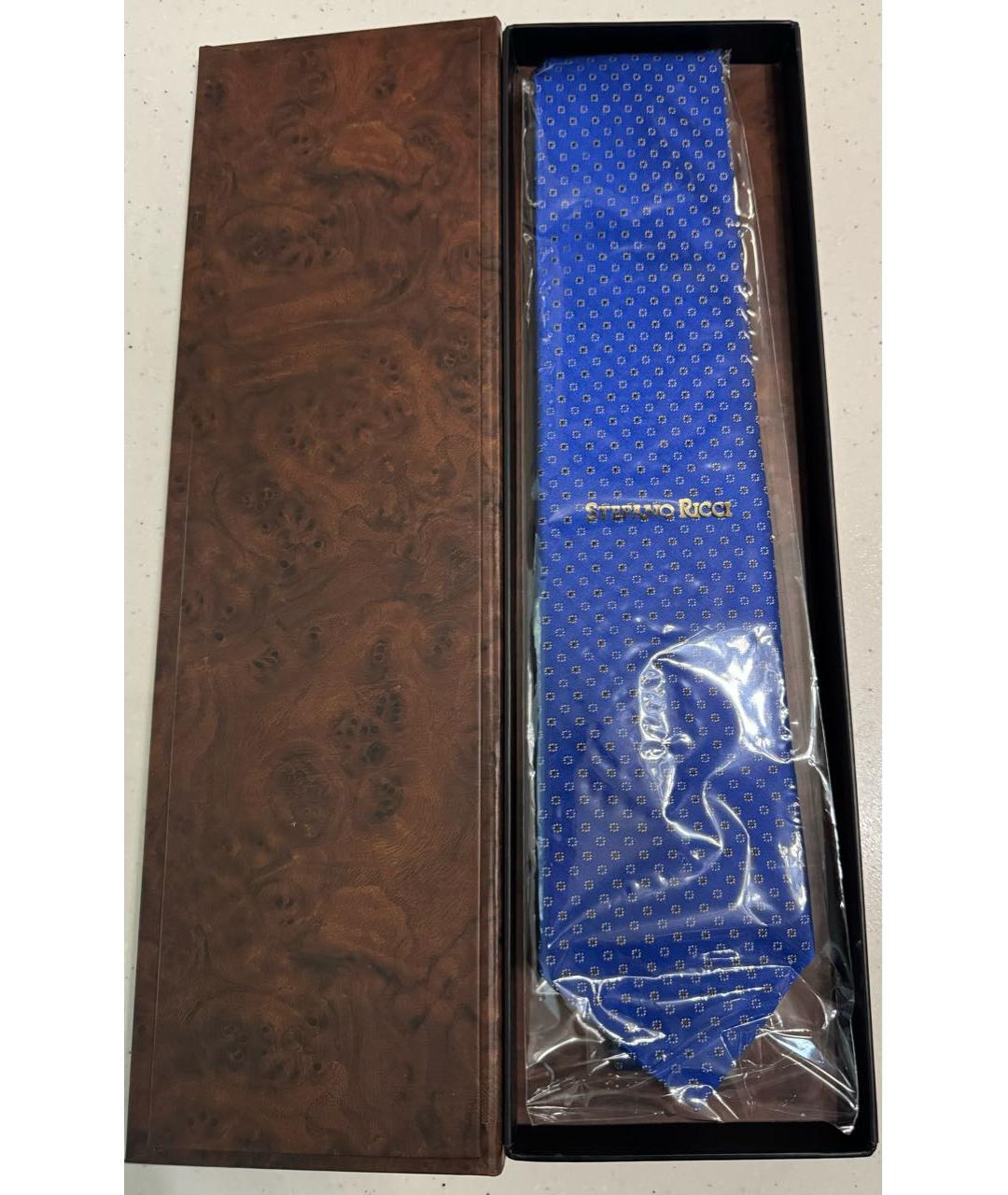 STEFANO RICCI Синий шелковый галстук, фото 4
