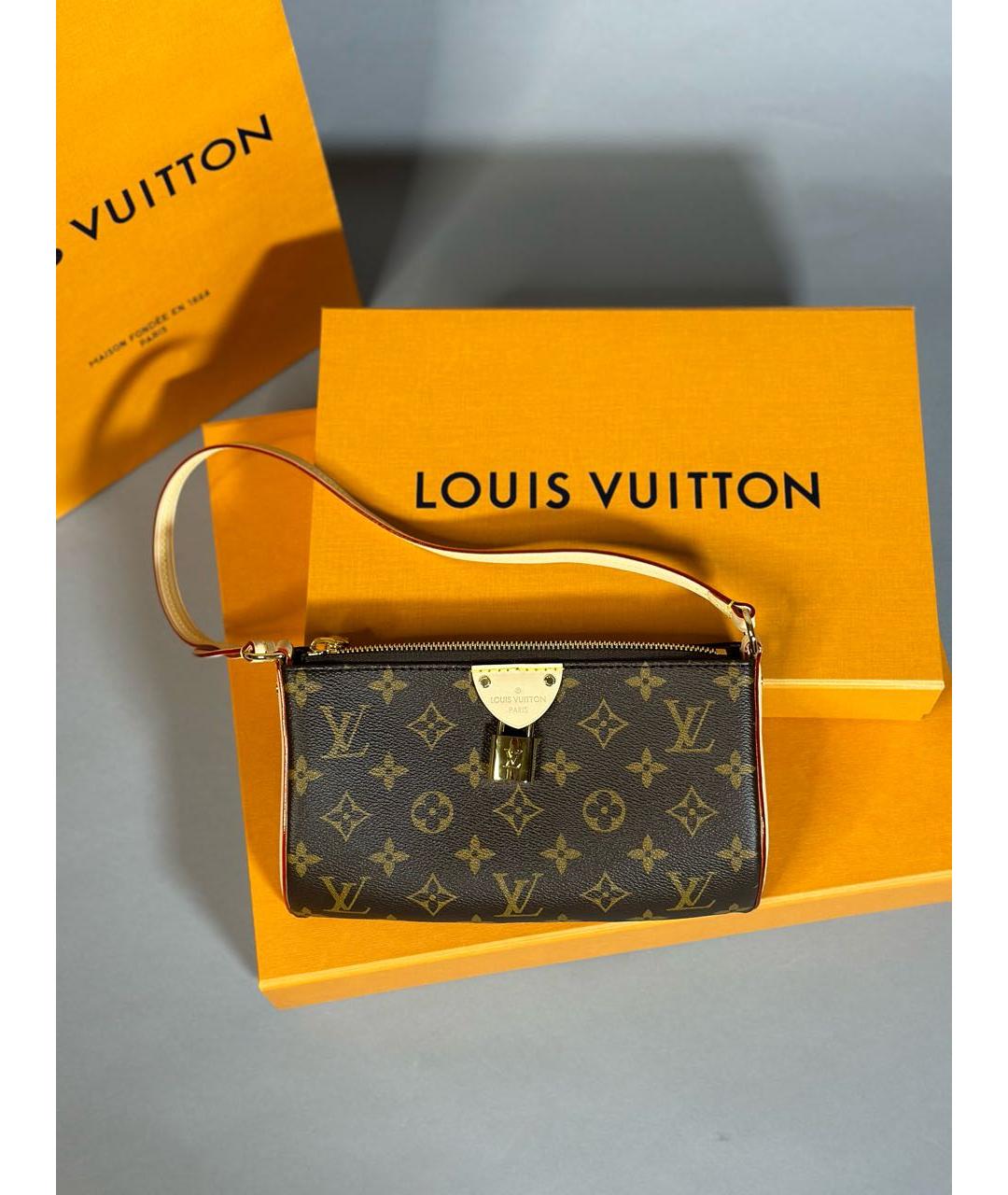 LOUIS VUITTON Коричневая кожаная сумка через плечо, фото 2