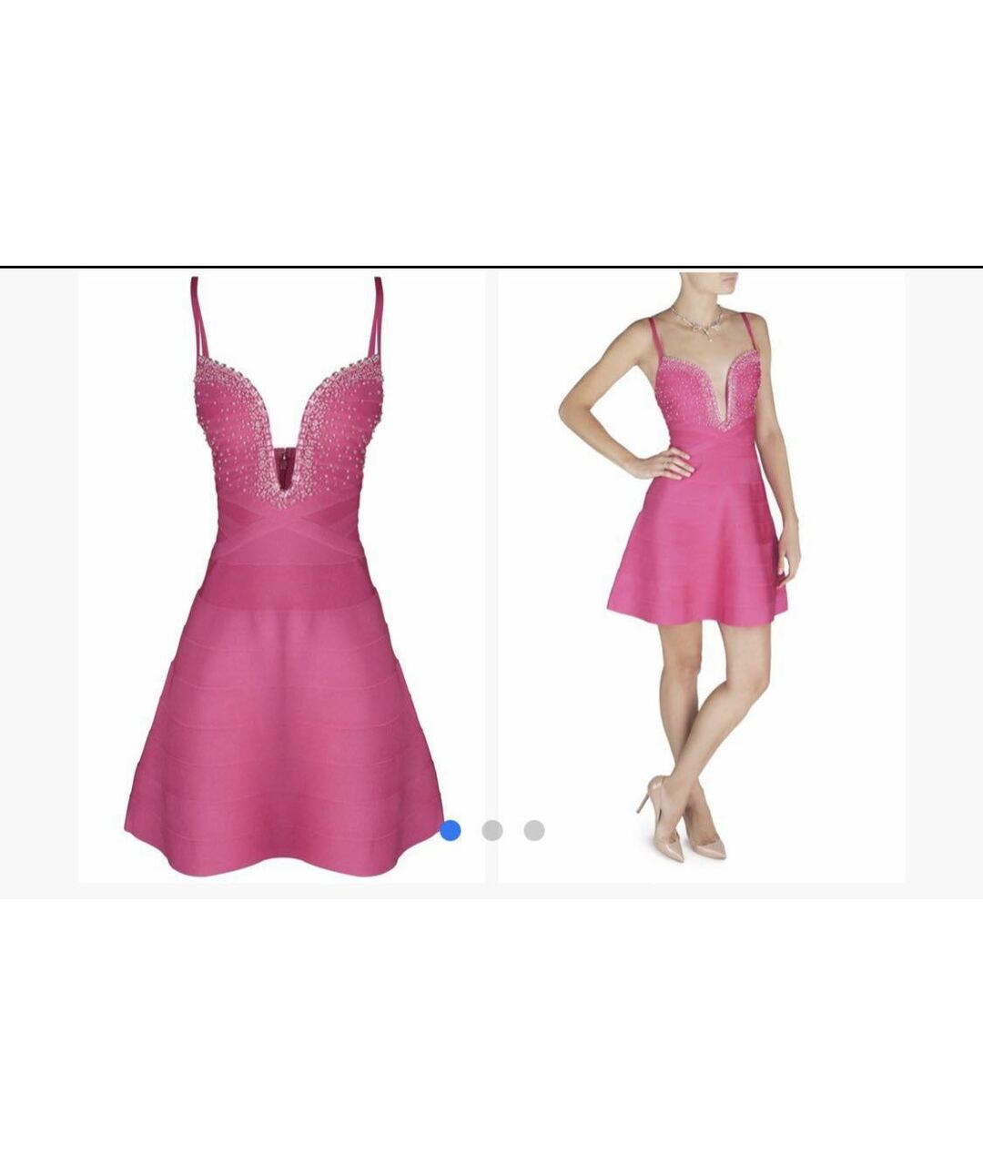 HERVE LEGER Розовое полиэстеровое вечернее платье, фото 5
