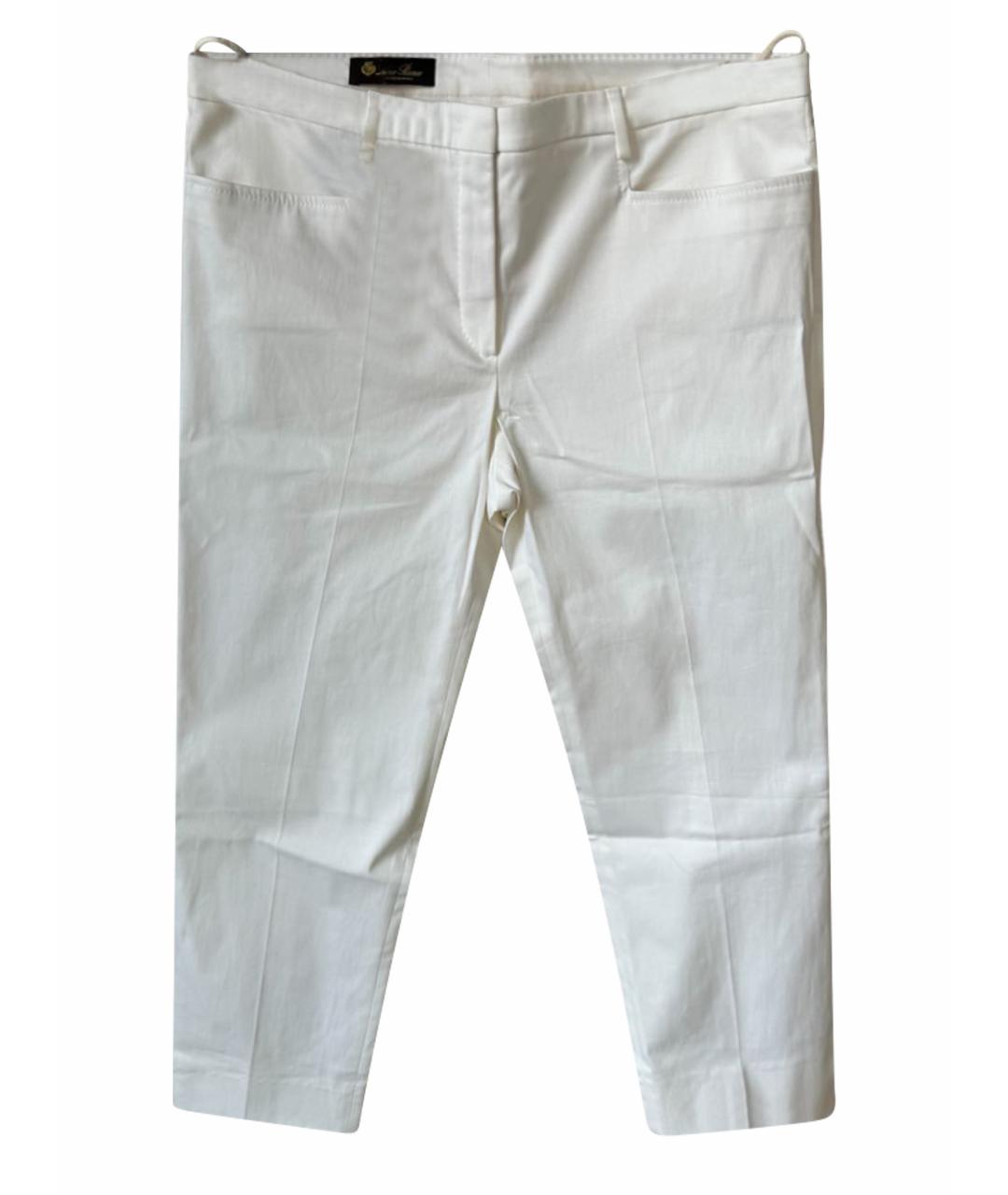 LORO PIANA Белые хлопко-эластановые прямые брюки, фото 1