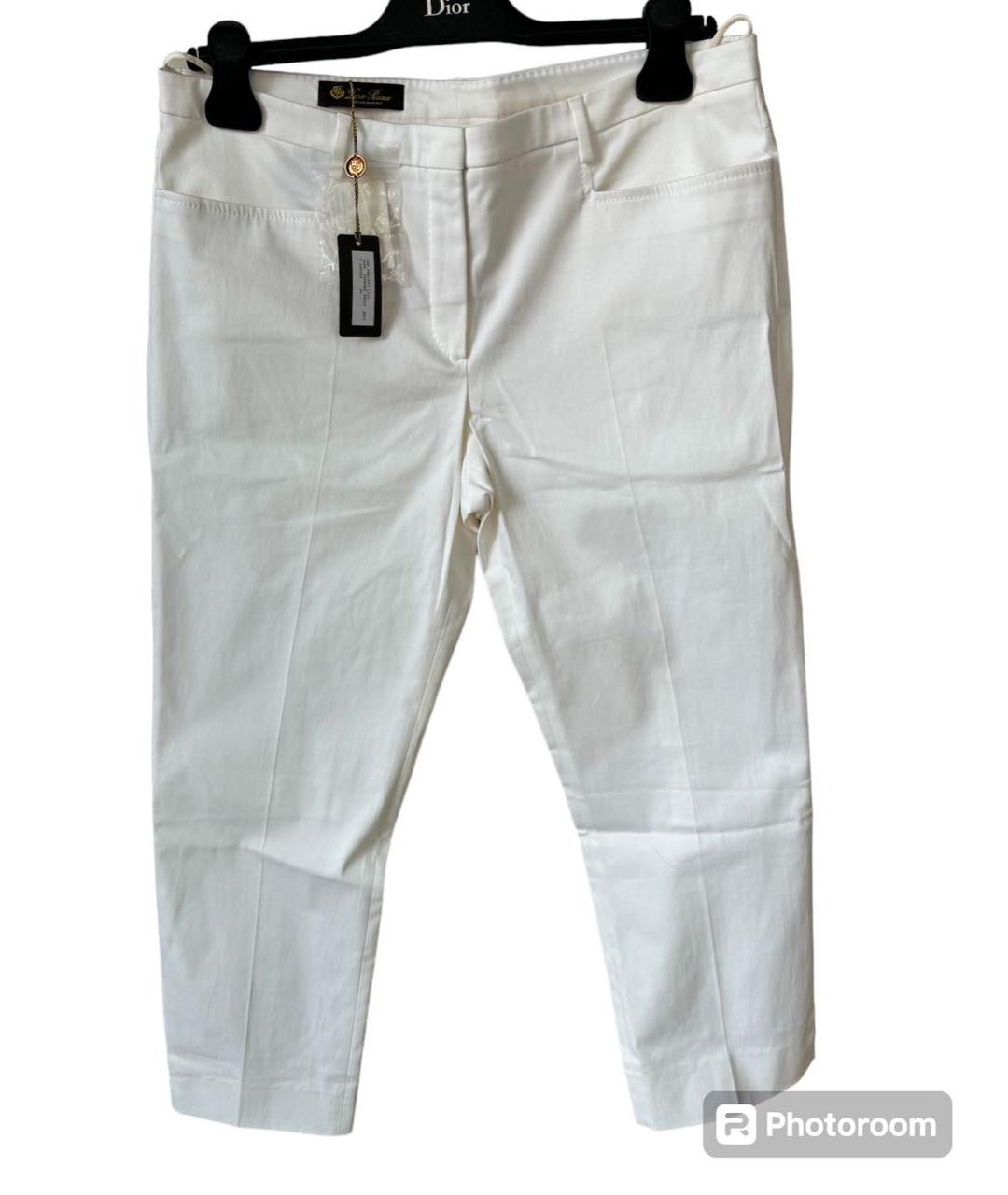 LORO PIANA Белые хлопко-эластановые прямые брюки, фото 6