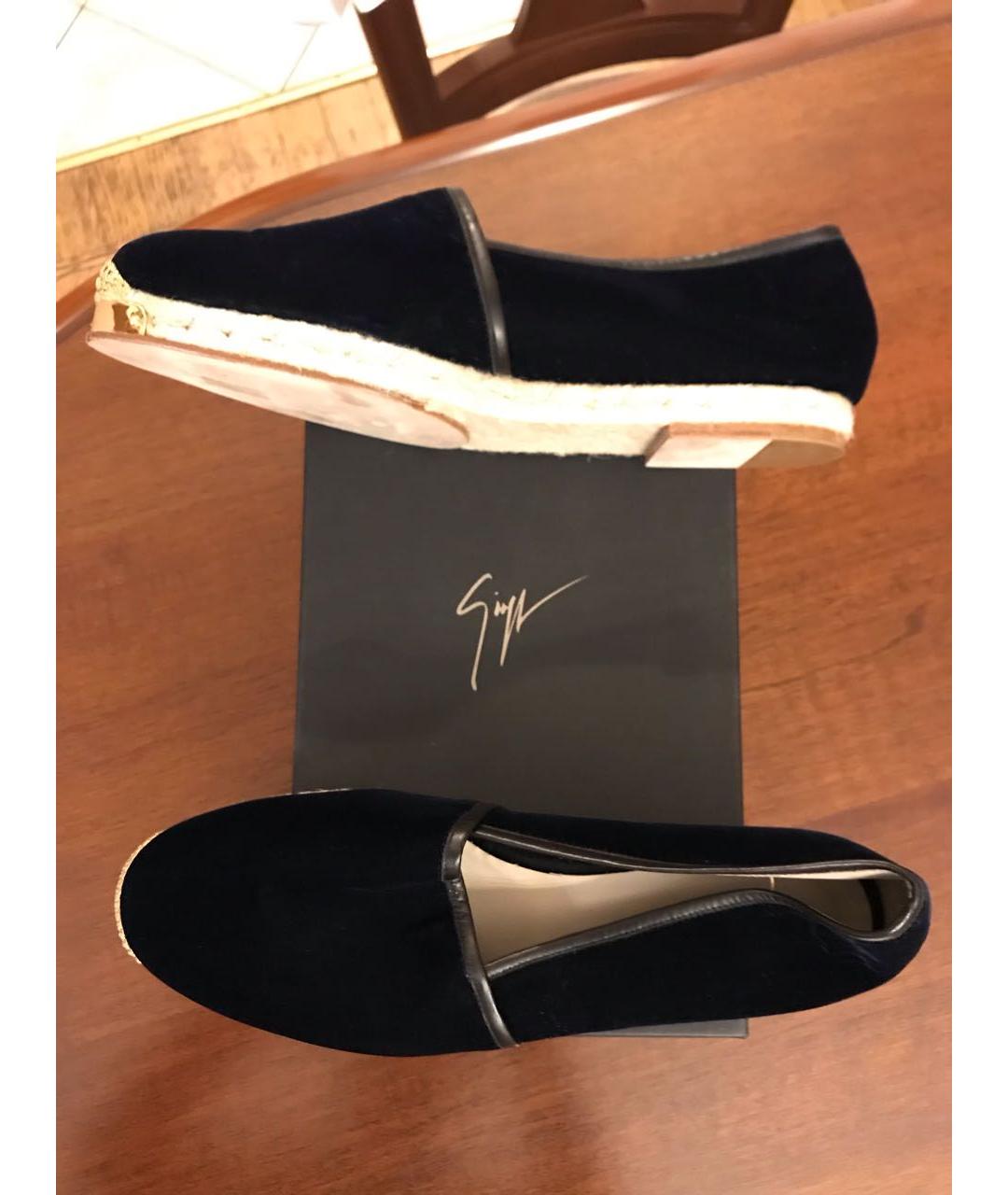GIUSEPPE ZANOTTI DESIGN Темно-синие бархатные эспадрильи, фото 7