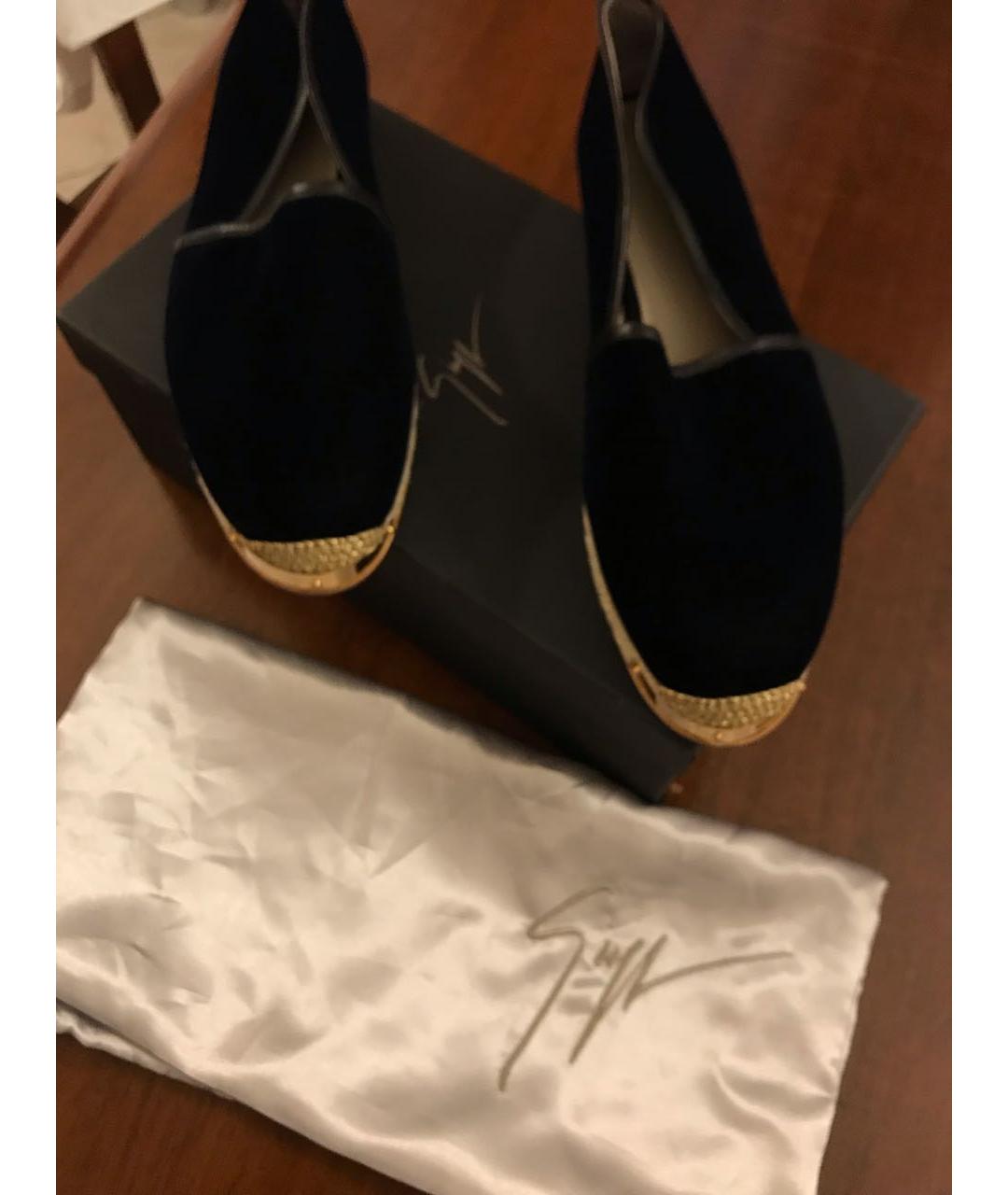 GIUSEPPE ZANOTTI DESIGN Темно-синие бархатные эспадрильи, фото 8