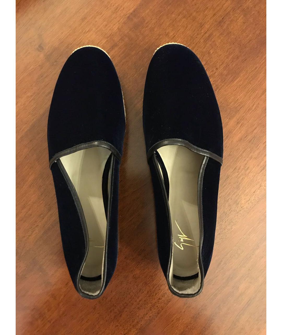 GIUSEPPE ZANOTTI DESIGN Темно-синие бархатные эспадрильи, фото 3