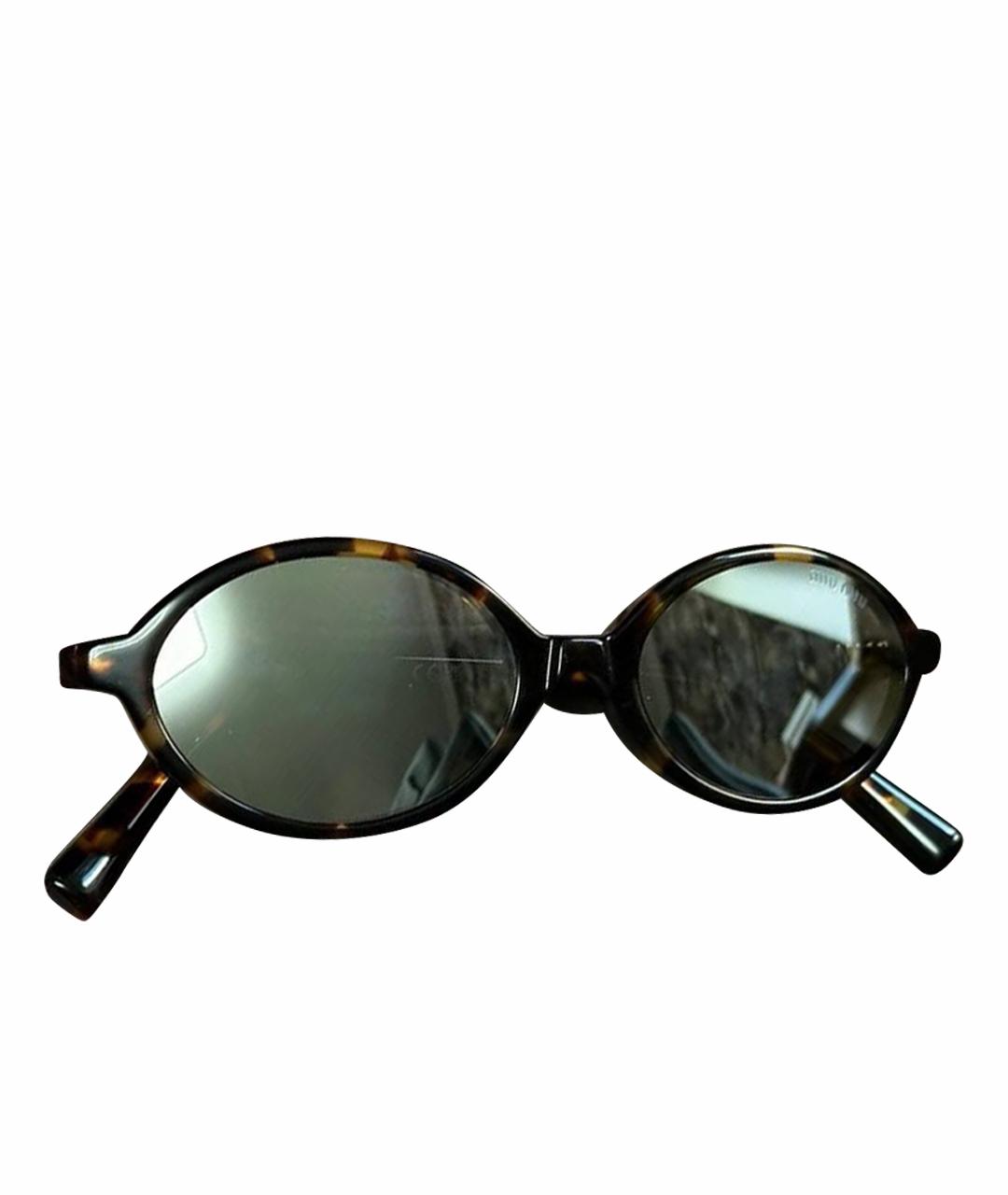 MIU MIU Коричневые пластиковые солнцезащитные очки, фото 1