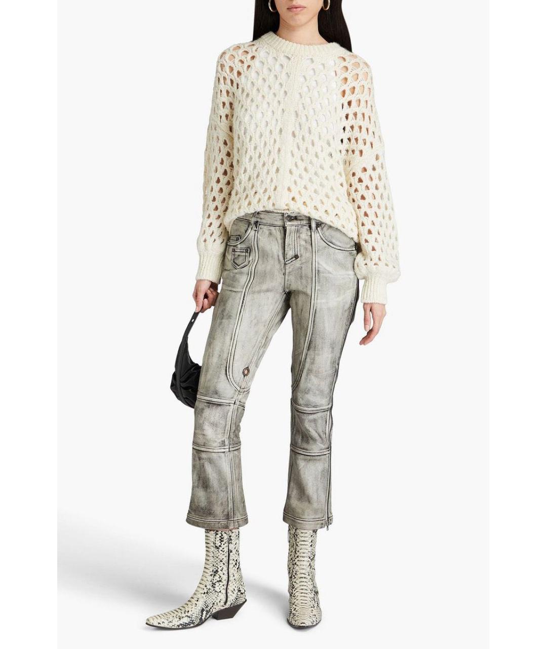 ACNE STUDIOS Бежевые кожаные брюки узкие, фото 6