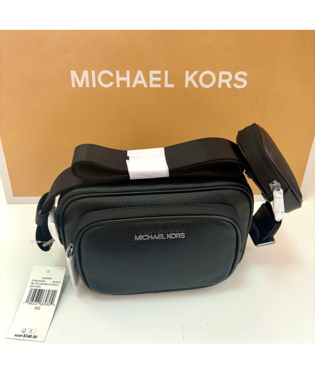 MICHAEL KORS Черная кожаная сумка на плечо, фото 2