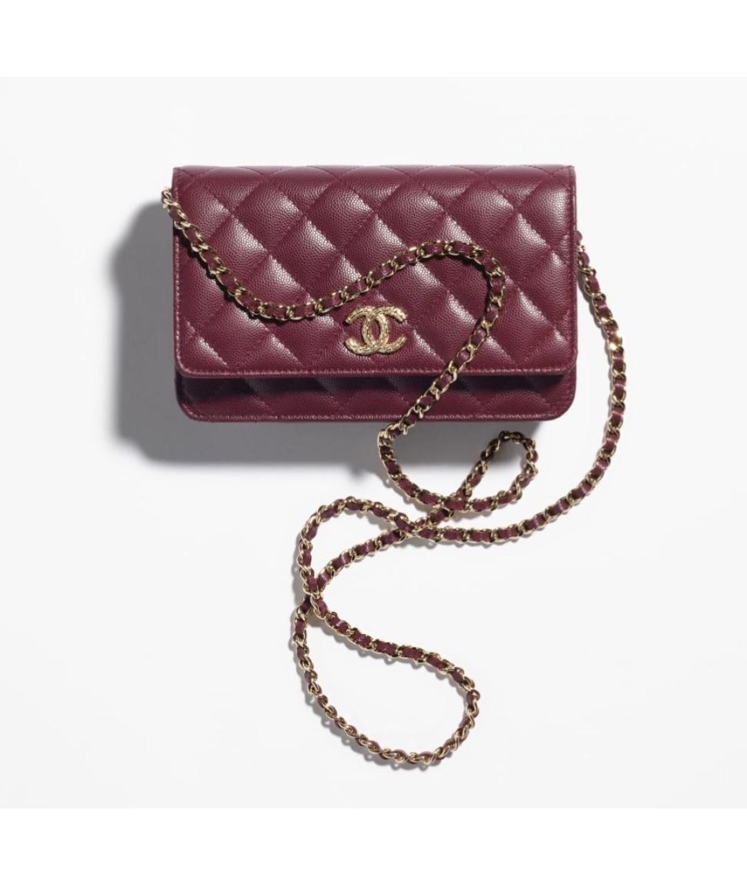 CHANEL Бордовая кожаная сумка через плечо, фото 1