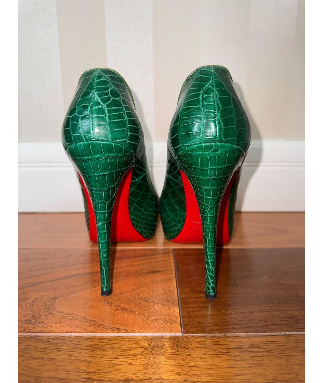 CHRISTIAN LOUBOUTIN Зеленые туфли из экзотической кожи, фото 4