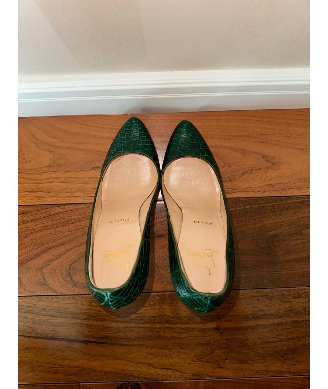 CHRISTIAN LOUBOUTIN Зеленые туфли из экзотической кожи, фото 3