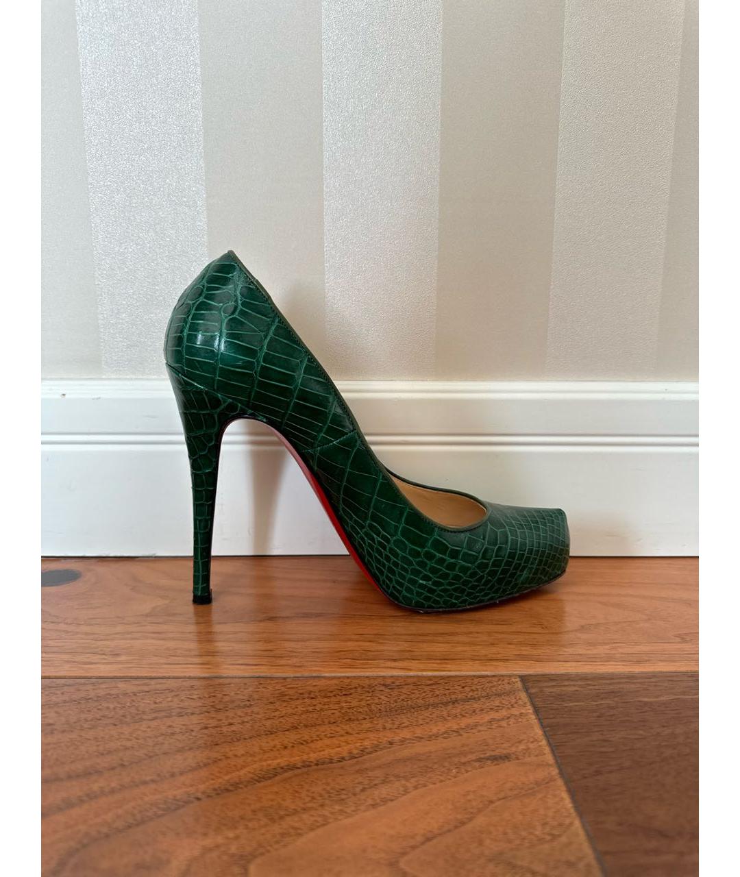 CHRISTIAN LOUBOUTIN Зеленые туфли из экзотической кожи, фото 5
