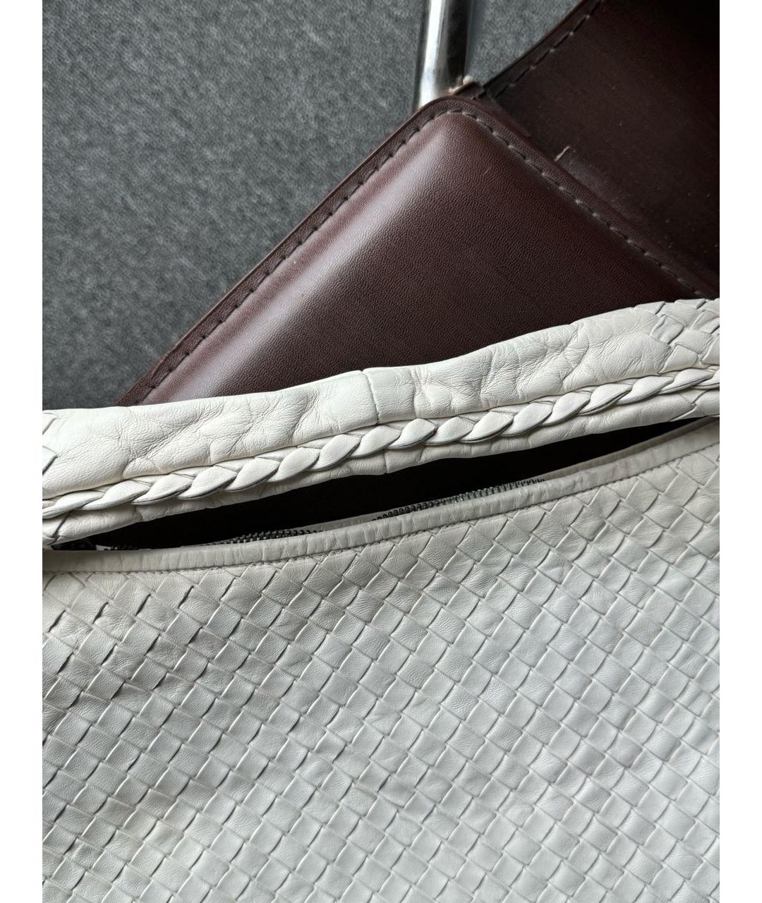 BOTTEGA VENETA Белая кожаная сумка через плечо, фото 3