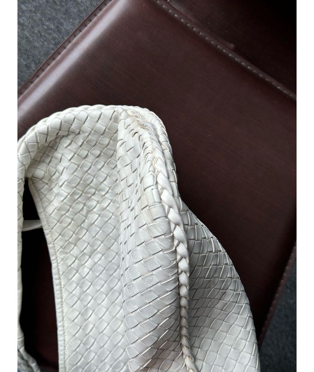 BOTTEGA VENETA Белая кожаная сумка через плечо, фото 6