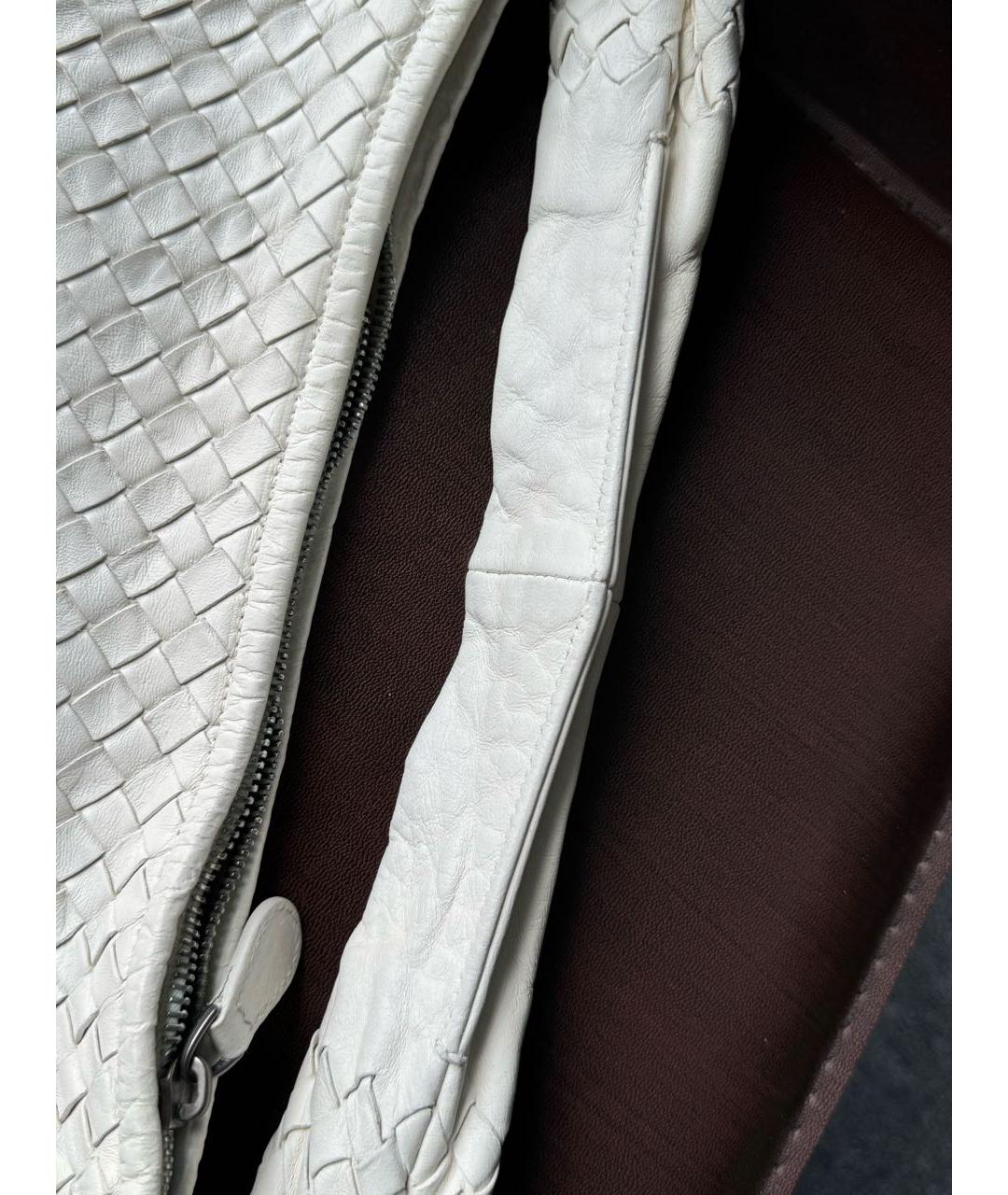BOTTEGA VENETA Белая кожаная сумка через плечо, фото 4