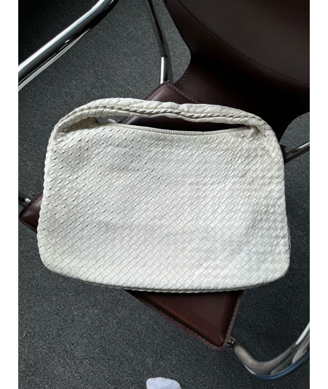 BOTTEGA VENETA Белая кожаная сумка через плечо, фото 9