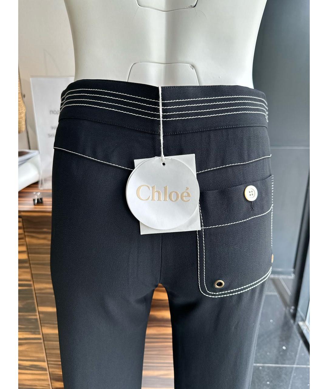 CHLOE Черные ацетатные прямые брюки, фото 3