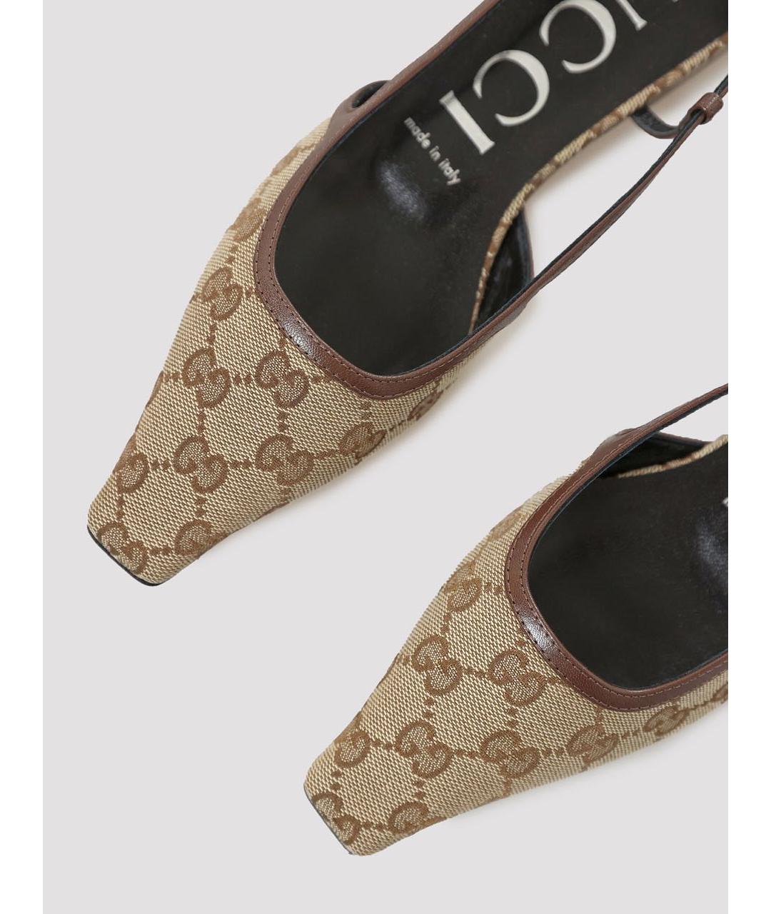 GUCCI Бежевые кожаные туфли, фото 3