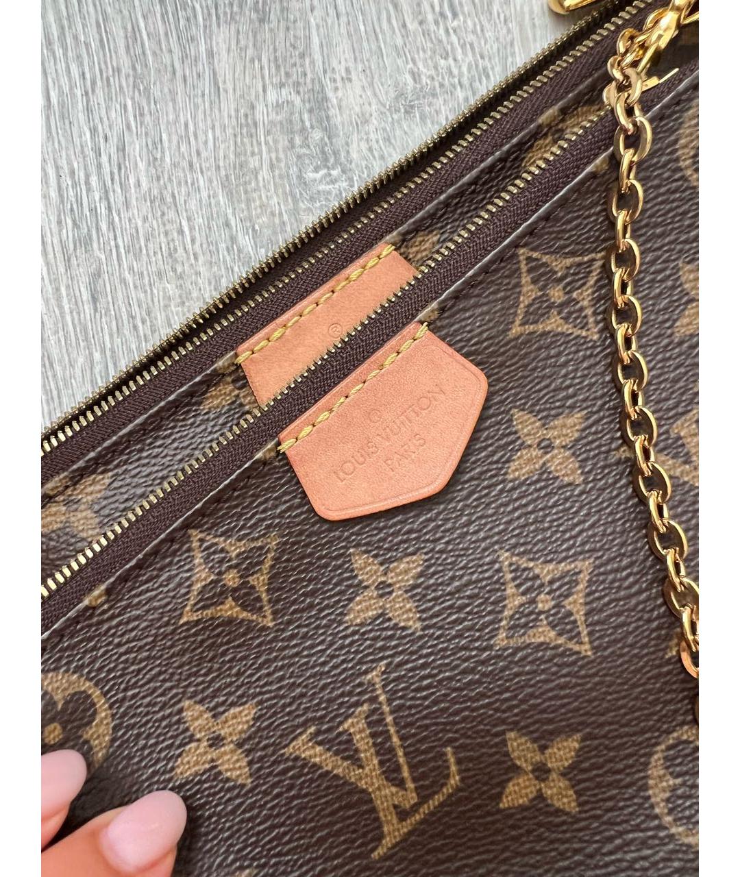 LOUIS VUITTON Коричневая кожаная сумка через плечо, фото 3