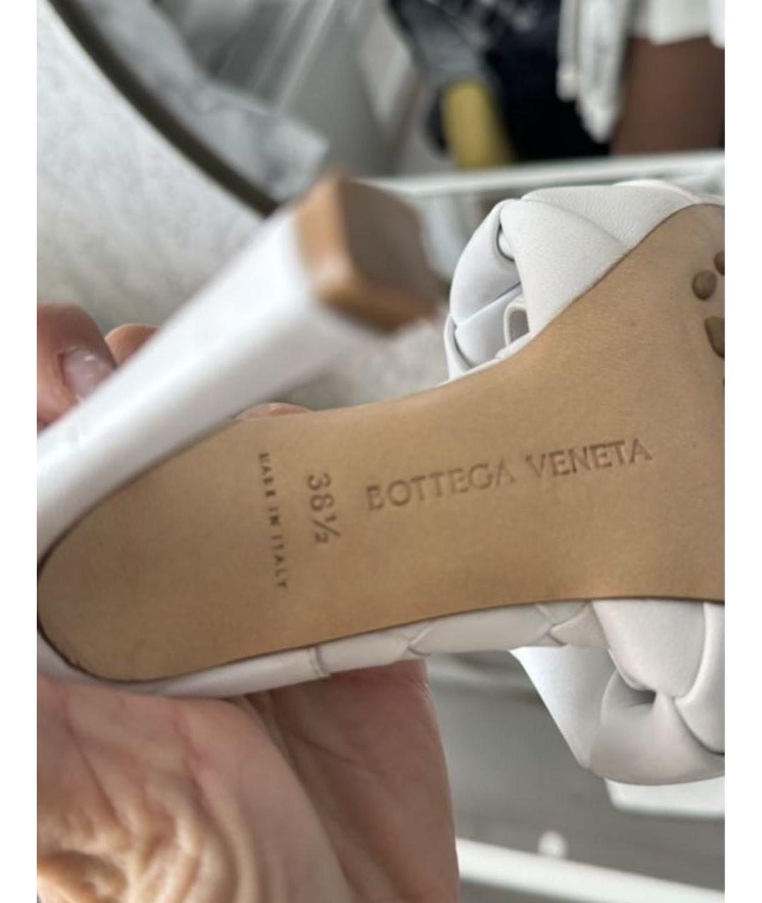BOTTEGA VENETA Белые кожаные босоножки, фото 7