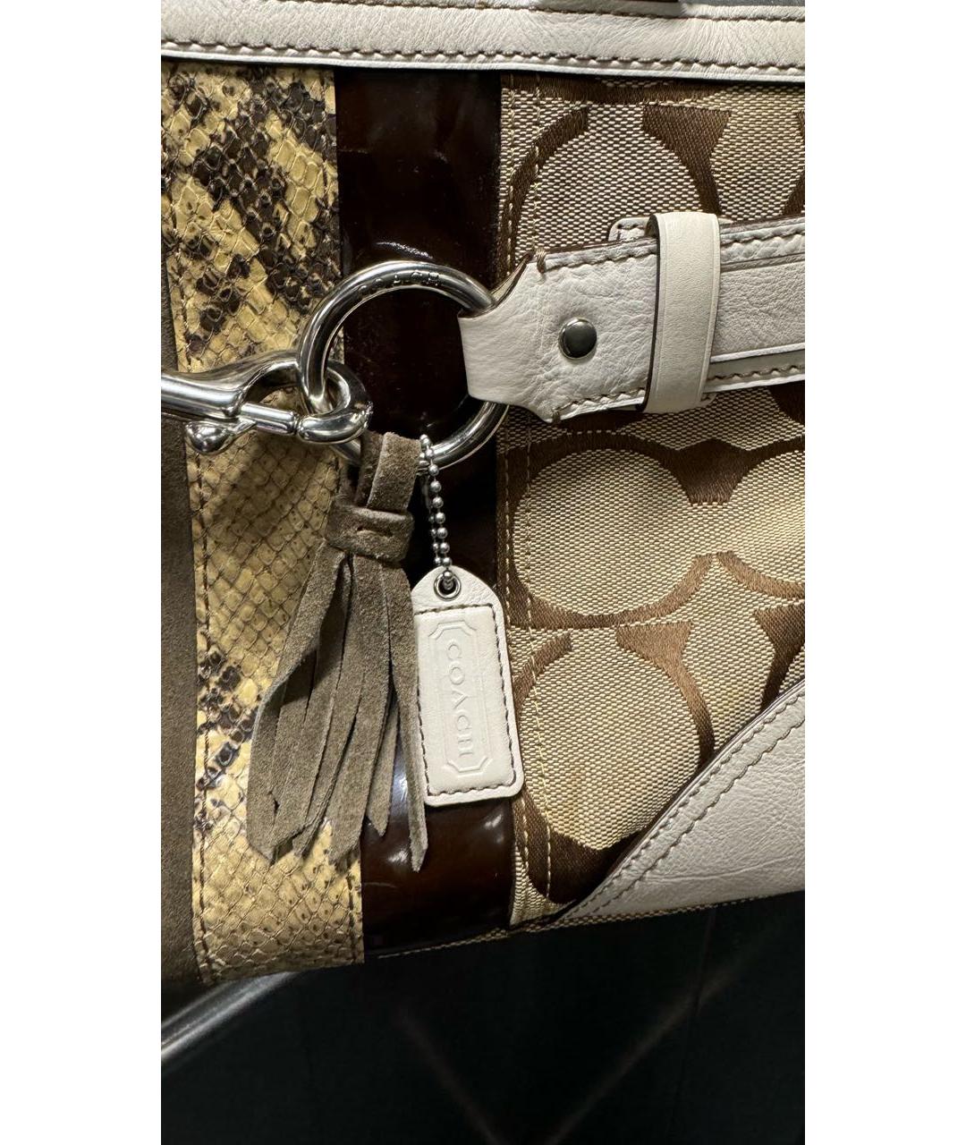 COACH Бежевая сумка с короткими ручками, фото 5