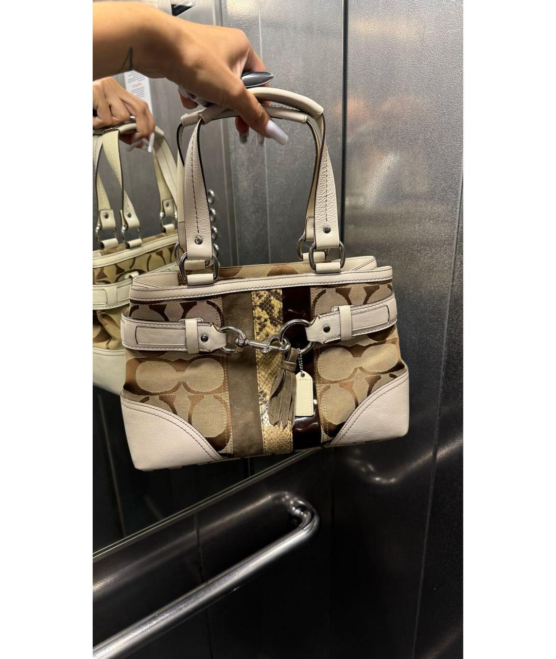 COACH Бежевая сумка с короткими ручками, фото 6